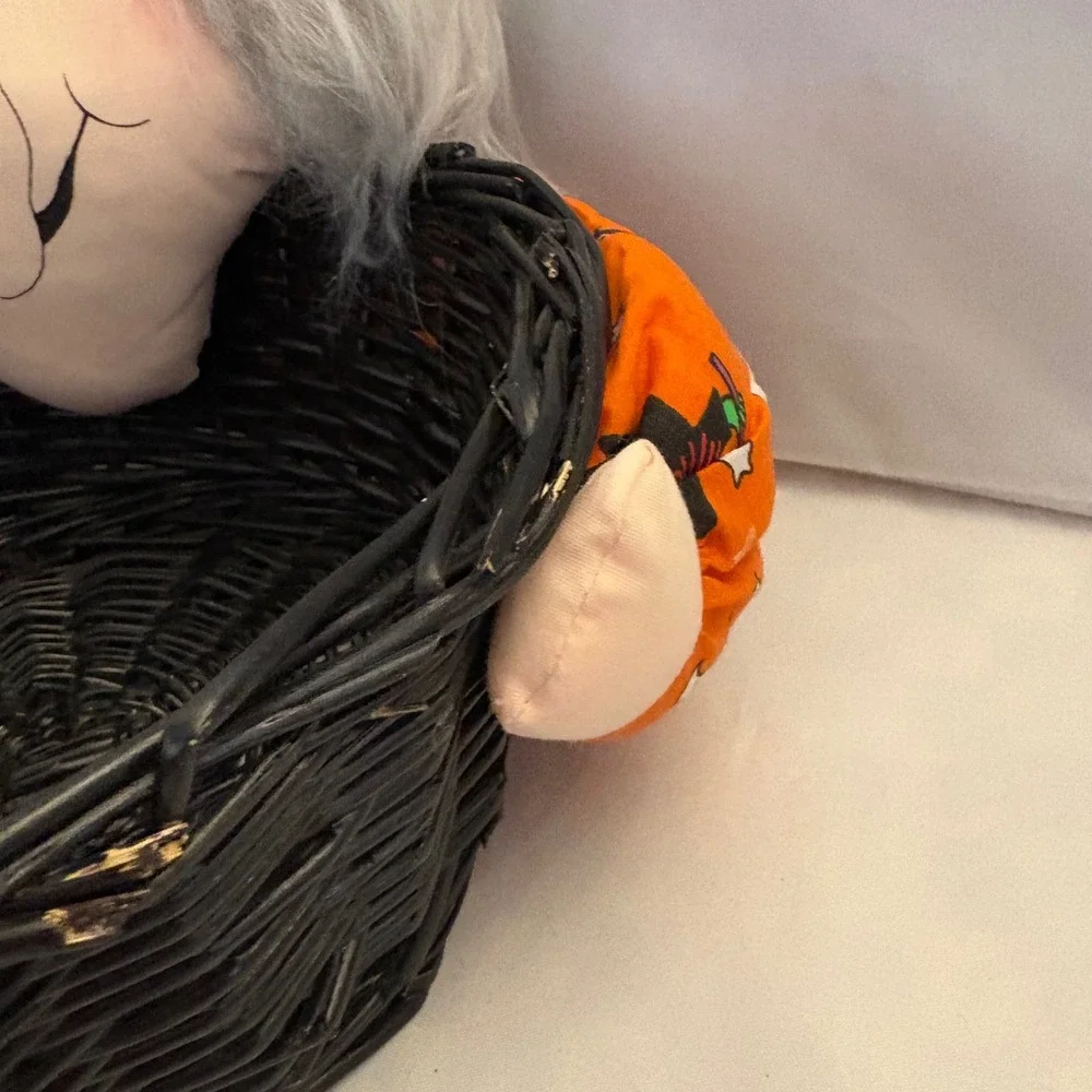 Halloween Witch‎ Basket Candy Bowl Crafty Lady Fullerton CA Decor Vintage 1970s